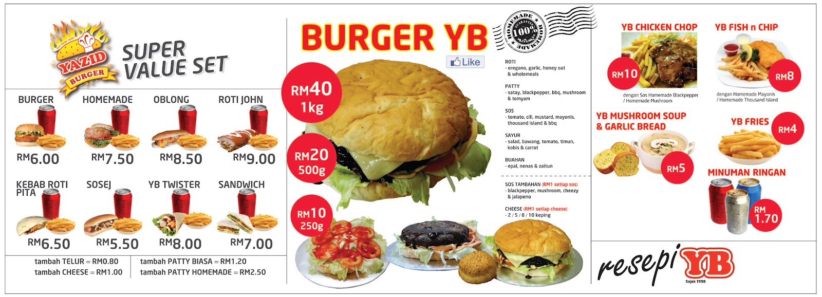 Gerai Yazid Burger Jumbo 3kg Burgers In Shah Alam Selangor