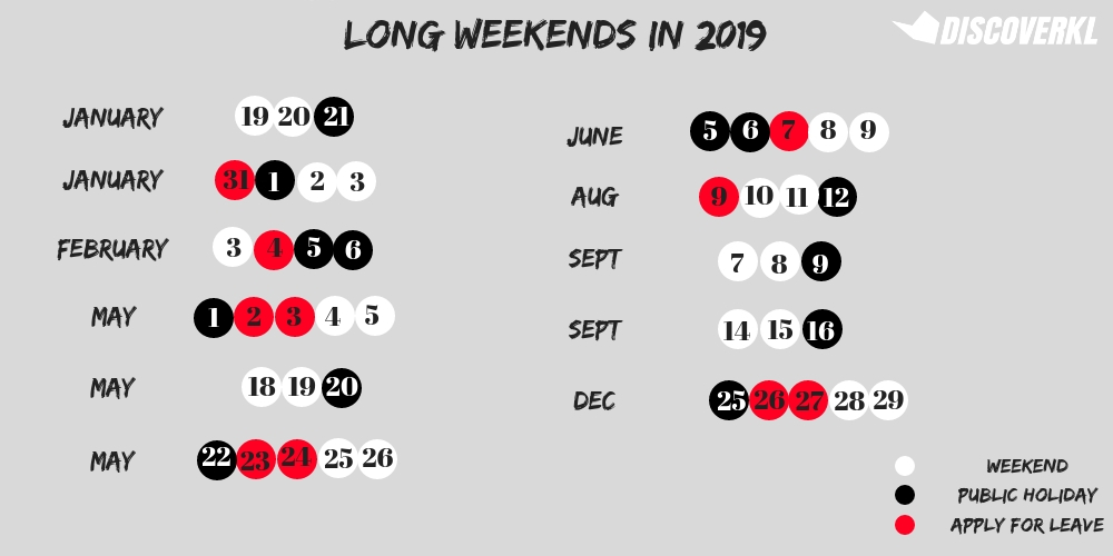 Long Weekends And Holidays In KL For 2019